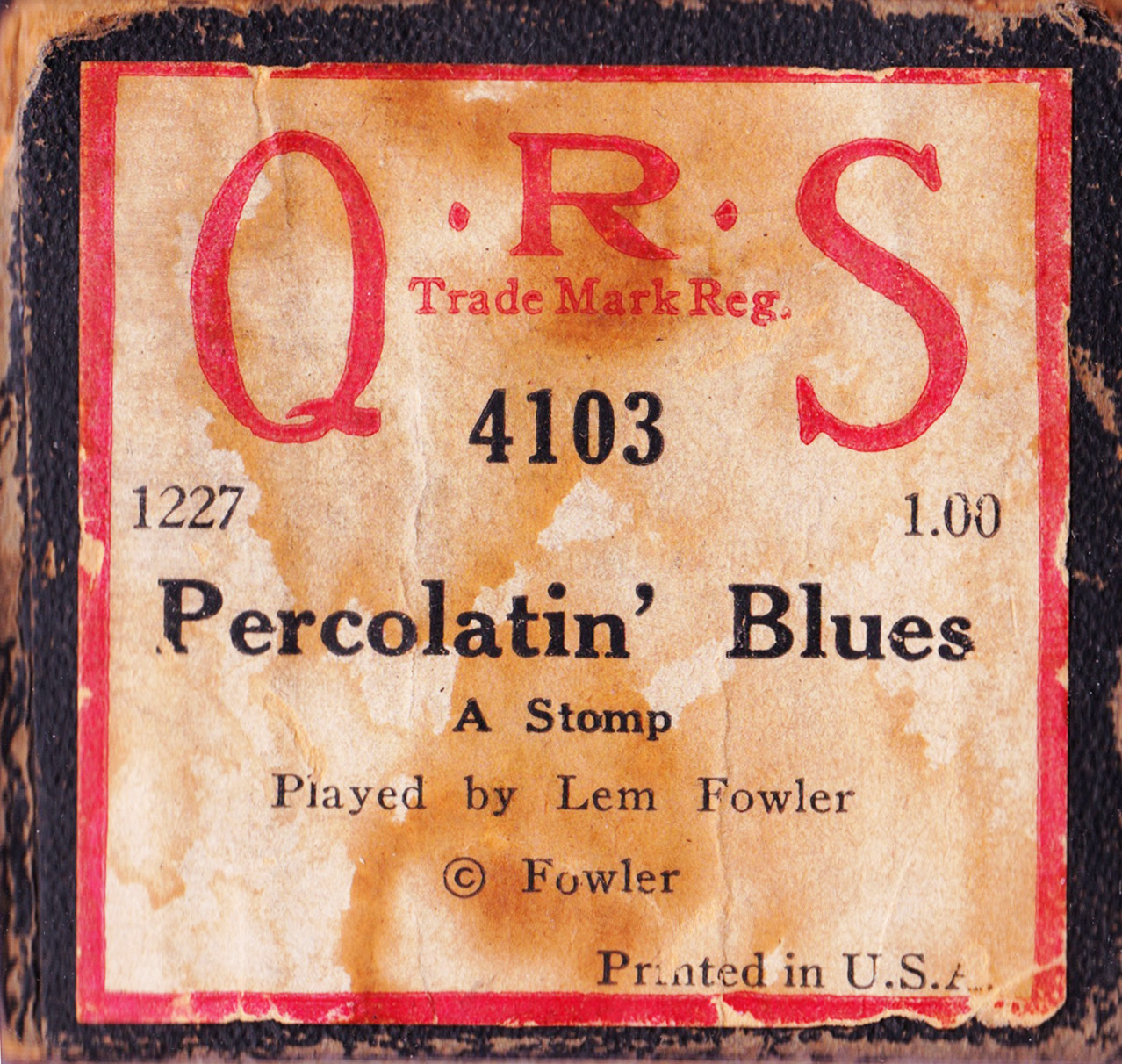 Percolatin' Blues QRS 4103 label